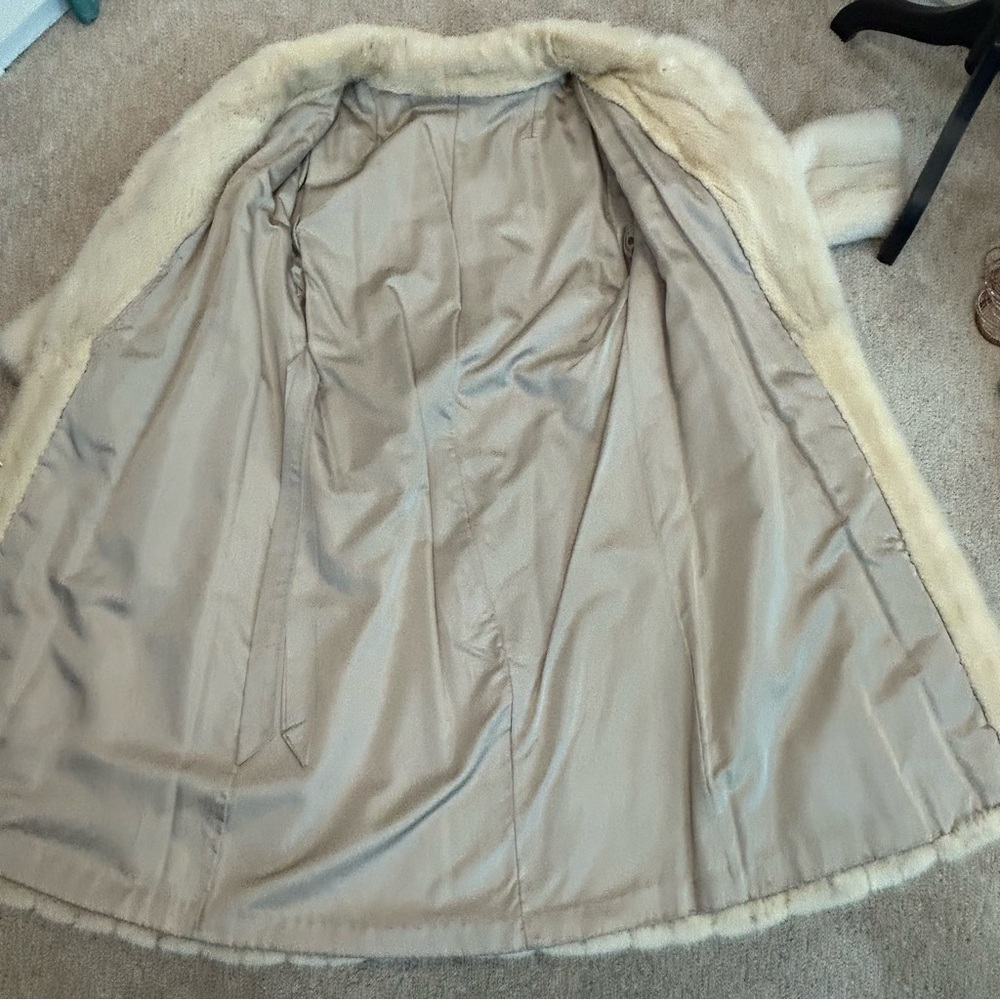 Cream mink long fur coat vintage - Picture 7 of 11